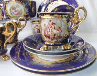 Antique Royal Vienna Cobalt Blue & Best Gold Tea Service,  Stunning 2