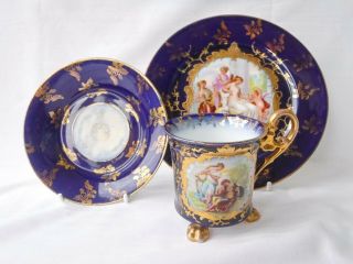 Antique Royal Vienna Cobalt Blue & Best Gold Tea Service,  Stunning 4