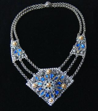 Reserved For Patricia1940s Korda Thief Of Bagdad Blue Rhinestone - Pearl Necklace