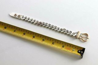 Vintage Hermes Sterling Silver & 18kt Gold Curb Chain Link Belt buckle Bracelet 10