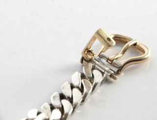 Vintage Hermes Sterling Silver & 18kt Gold Curb Chain Link Belt buckle Bracelet 5
