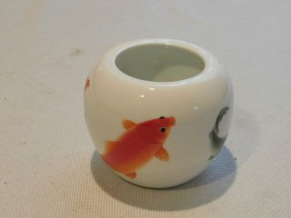 Small Vintage Hand Painted Fish Porcelain Jar,  Marked