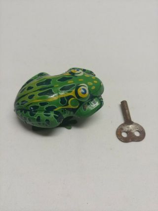 Vintage Line Mar Linemar Tin Toy Wind Up Hopping Frog
