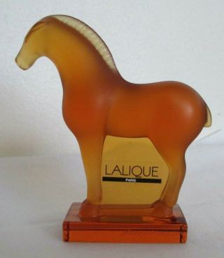 Vintage French Lalique Crystal Glass Tang Orange Horse Figurine