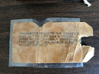 vintage Lake Erie and Detroit River Railway Co Seal Press Stamp Obsolete Error 3