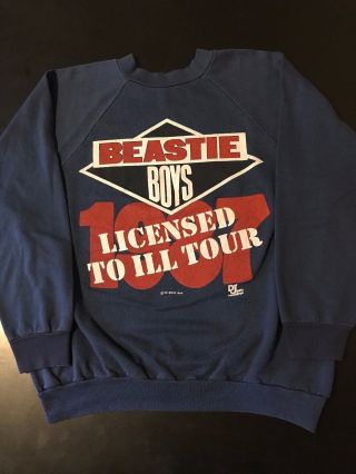 Rare Vtg 80s 1987 Beastie Boys Licensed Ill Concert Tour Sweatshirt Rap Hip Hop