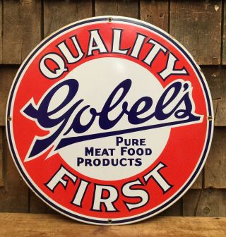Rare Vintage Gobel’s Meat Food Products Delivery Truck Advertising Sign