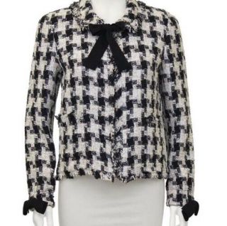 Rare Chanel 04a Fantasy Tweed Fringe Trim Jacket Blazer With Bows Size Fr 46