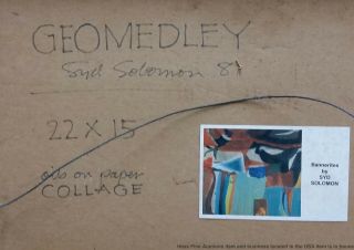 Vintage Pencil Signed Syd Solomon Abstract Mixed Media Collage Geo Medley 1981 10