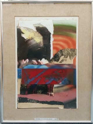 Vintage Pencil Signed Syd Solomon Abstract Mixed Media Collage Geo Medley 1981