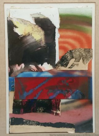 Vintage Pencil Signed Syd Solomon Abstract Mixed Media Collage Geo Medley 1981 3