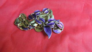 D_A David Andersen Norway Sterling Silver Purple Enamel Leaf Necklace & Pin 5