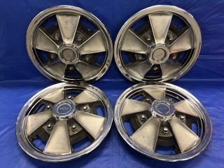Vintage Set Of 4 1965–66 Chevrolet 14 " Mag Hubcaps Chevelle Chevy Ii Impala Gc