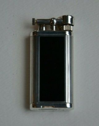 Dunhill Unique Lighter - Black Lacquer Panels Silver Vintage