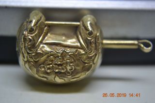 Antique Chinese Qing Dynasty Gold Gilt Slide Lock Pendant