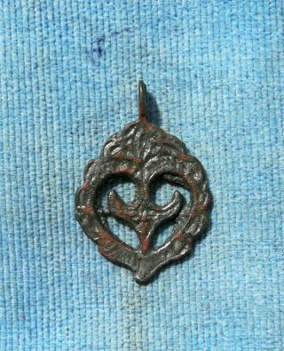 Rare Cent.  10 - 13th Century Viking - Style Ornate Openwork " Lunula " Crescent Amulet