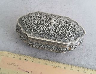 Quality,  Shaped Indian Antique Solid Silver Lidded Box.  119gms.  C.  1890.