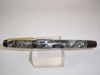 Vintage Merlin 33 Green - Grey Marble Celluloid Fountain Pen Gold Nib