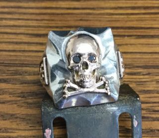 Men’s Skull - Silver/gold W/stones Ring,  Big & Bad,  Vintage