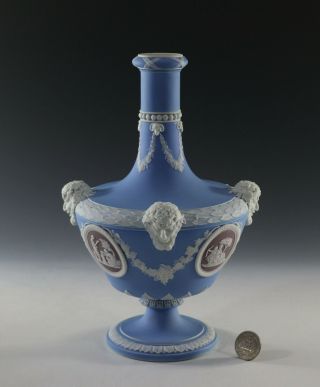 Rare 19th Century Wedgwood (only) Three Color Jasperware Dip Barber Bottle Vase.