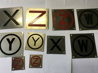 10 Vtg Us Navy Ships Damage Control Signs X Y Z W Stainless,  Aluminum