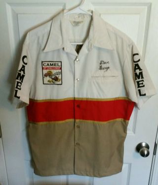 Vintage Camel Gt Challenge 1970s Steve Burge Racing Pit Crew Shirt Uniform