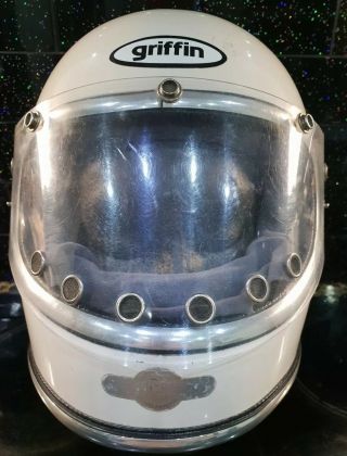 Vintage Griffin Clubman Gx Motorcycle Helmet & Face Shield Air Dam 60 