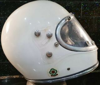 Vintage Griffin Clubman GX Motorcycle Helmet & Face Shield Air Dam 60 ' s White 3