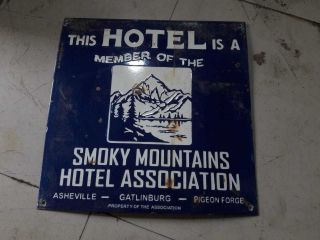 Vintage Porcelain Smoky Mountains Enamel Sign Size 18 " X 18 " Inches