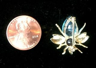 Vntg.  14K Gold Aqua Marine Bumble Bee Pin Brooch Pendant 2