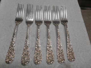 Set Of 6 Steiff Rose Sterling Silver 6 7/8 " Forks No Mono
