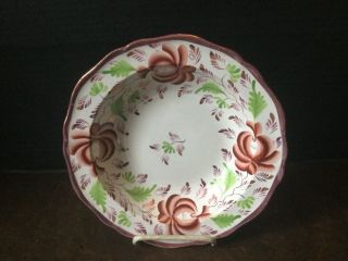 Antique Pearlware Lusterware Pink Lustre Rose Plate/bowl