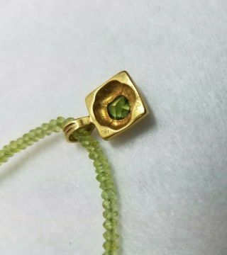 Vintage 18K Yellow Gold Peridot Pendant with Peridot Beads Necklace 5