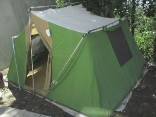 Vintage Canvas Camping Cabin Tent Western Field 1970s