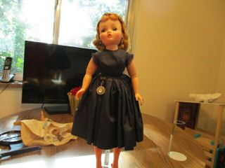 1957 21 " Vintage Madame Alexander Cissy Orig High Blush Doll Navy Crispy Taffeta