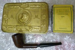 1914 Princess Mary Christmas Tin With Tobacco & Pipe Antique