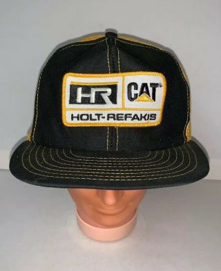 Vintage Hr Cat Mesh Snapback Patch Trucker Hat Cap Louisville Mfg Usa Rare