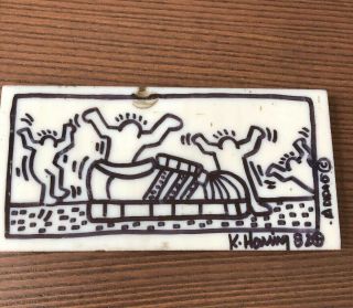 Rare Authentic Keith Haring 6 " Painted Nyc Subway Tile 1980s