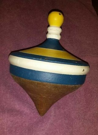 Very Large Vintage Wooden Toy Top