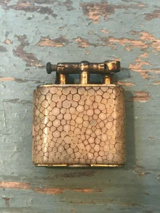 Vintage 1920s Dunhill Unique Petrol Lighter Shagreen Wrapped 14k Gold 2