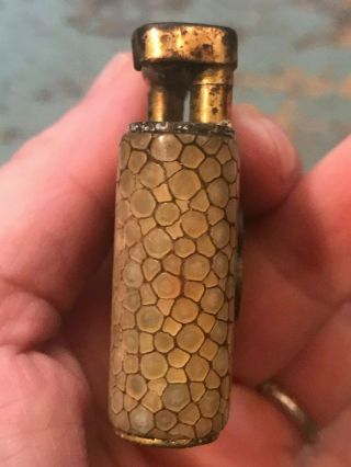 Vintage 1920s Dunhill Unique Petrol Lighter Shagreen Wrapped 14k Gold 3