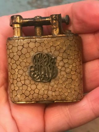 Vintage 1920s Dunhill Unique Petrol Lighter Shagreen Wrapped 14k Gold 7
