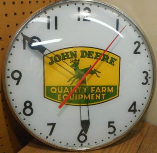 Vintage John Deere Dealer Lighted Telechron Electric Wall Clock 1950 