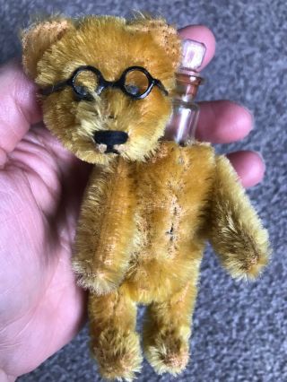 Early Rare Antique Miniature 5 " Mohair Schuco Perfume Bear W/glasses Must C