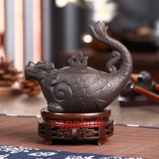 Rare Chinese Handmade Dragon Statue Of Yixing Zisha Purple Clay Teapot