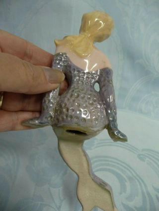 VINTAGE FLORENCE CERAMIC MERMAID SITTING ON HER LARGE FLORENCE SHELL 8