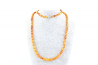 Vintage Graduated Butterscotch Amber Necklace,  76cm,  Pin (25g)