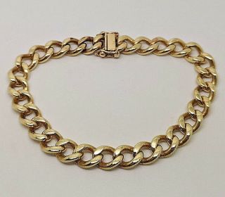 Vintage 9ct Gold Gents 8 3/4 " Plain Curb Link Bracelet.  Goldmine Jewellers.