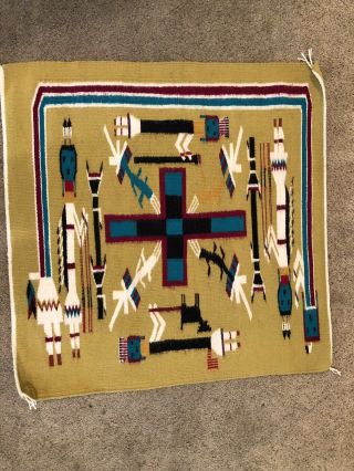 Vintage Hand Woven Navajo Rug Native American 3
