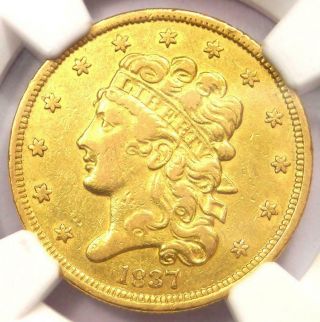 1837 Classic Gold Half Eagle $5 - Ngc Xf Detail - Rare Certified Gold Coin